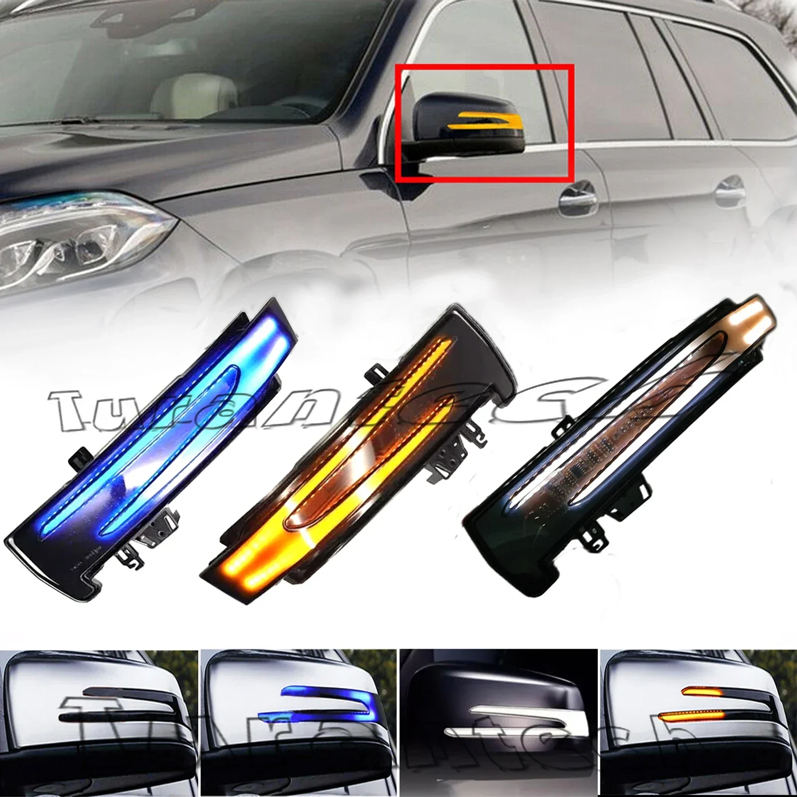 

2Pcs Turn Signal Light for Mercedes-Benz GL X164 X166 GL280 GL300 GL350 GL420 GL450 GL500 GL550 GL63 Amber Mirror Cover Len