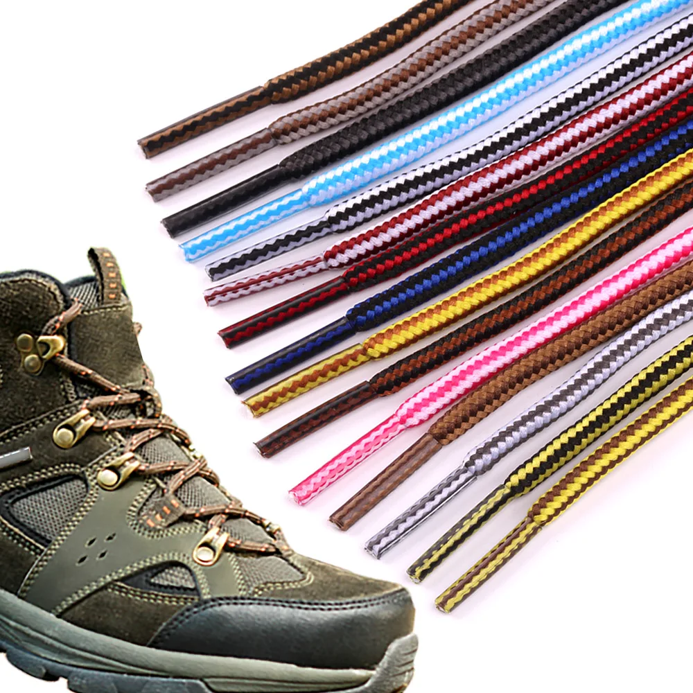 1 Pair 4mm Two-color Striped Round Color Polyester Shoelaces For Work Shoes Martin Boots Leather Boots Shoe Laces 100/120/150CM