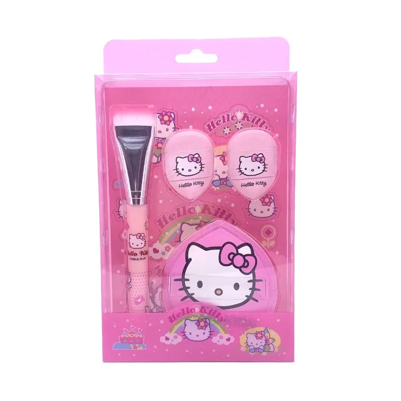 New Sanrio Cute Cartoon Hello Kitty Anime Peripheral One-Word Foundation Brush Thumb Kawaii Wet and Dry Powder Puff Holiday Gift