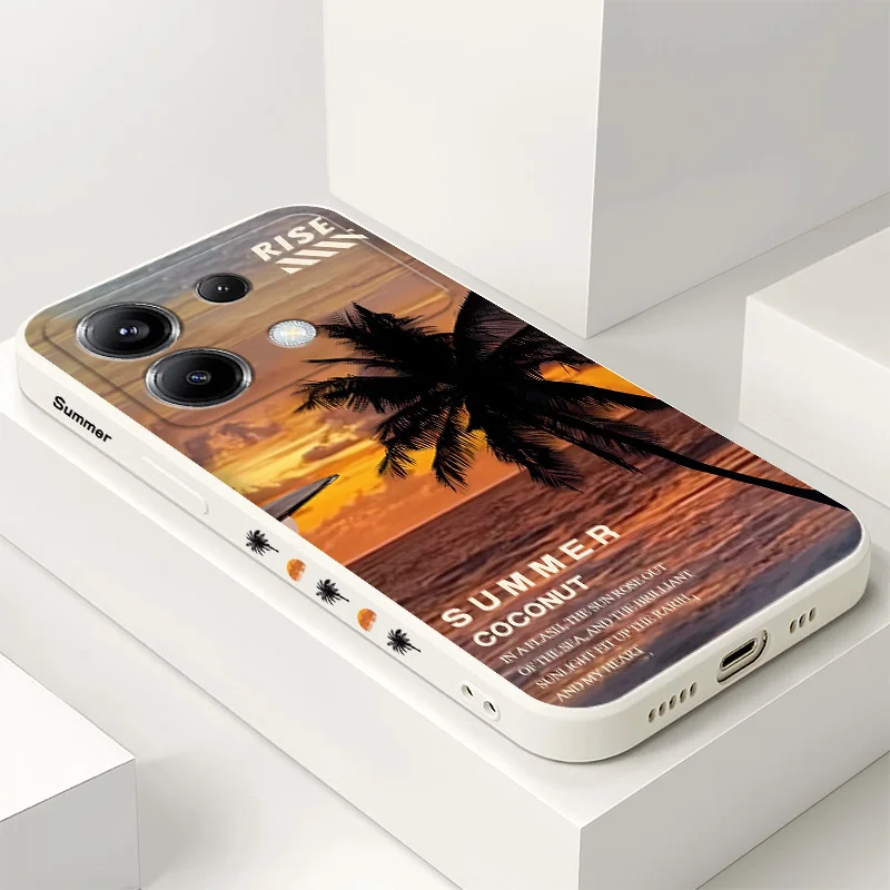 الصيف جوز الهند قضية الهاتف ل Xiaomi Poco F7 X7 X6 F6 M6 M5 M5S F5 X5 F4 X4 M4 F3 M3 X3 Pro 4G 5G GT غطاء سيليكون