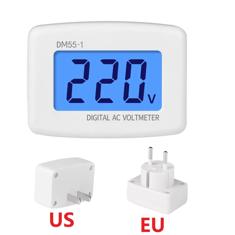Medidor de Tensão Digital com Display Lcd Painel de Parede Voltímetro Tomada ue e Eua Plug 110v 220v Dm551