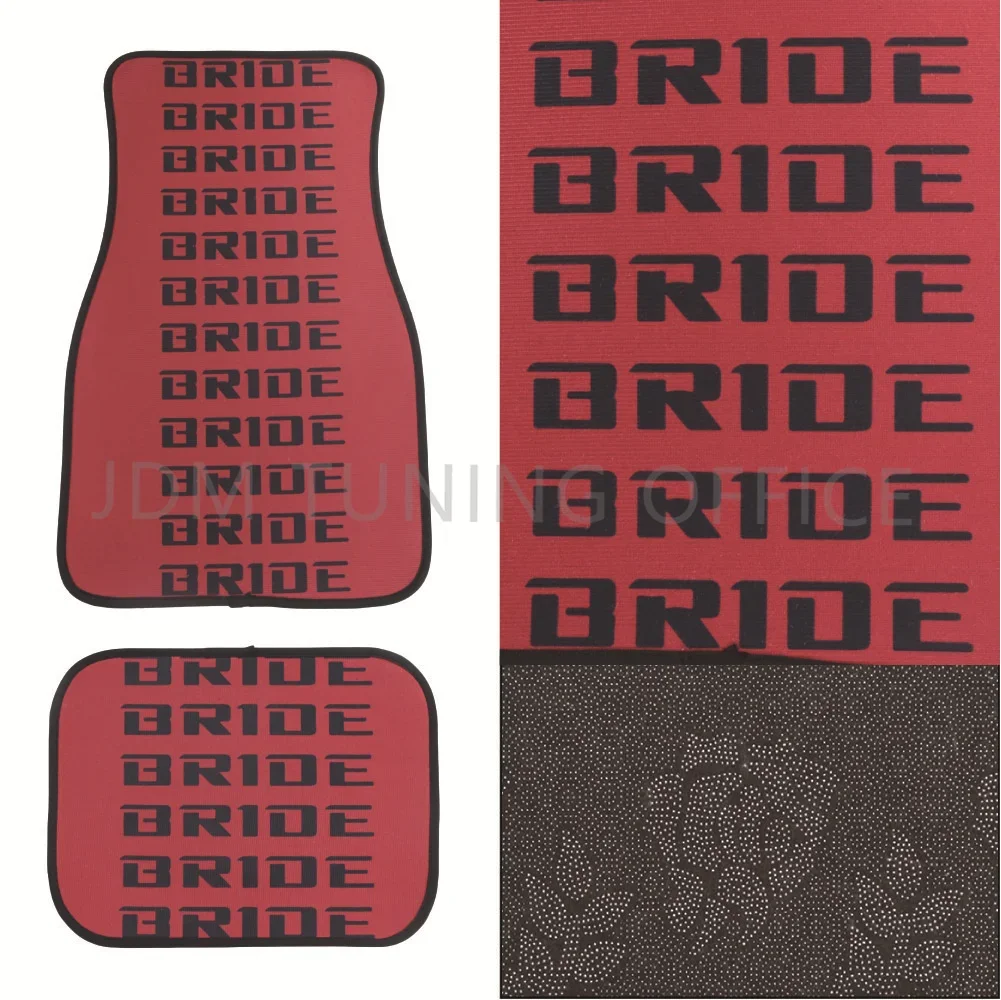 JDM Universal Racing Sport Car BRIDE Fabric Floor Mats Protector Style Waterproof Non-Slip For Auto Interior Carpets