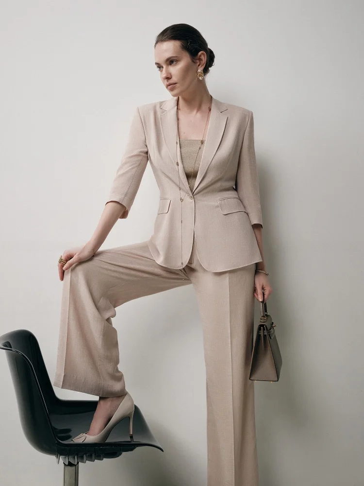 

Легкие брюки-палаццо Blancwing Oxygen с ацетатной текстурой, против морщин, для профессионального летнего образа, женские...