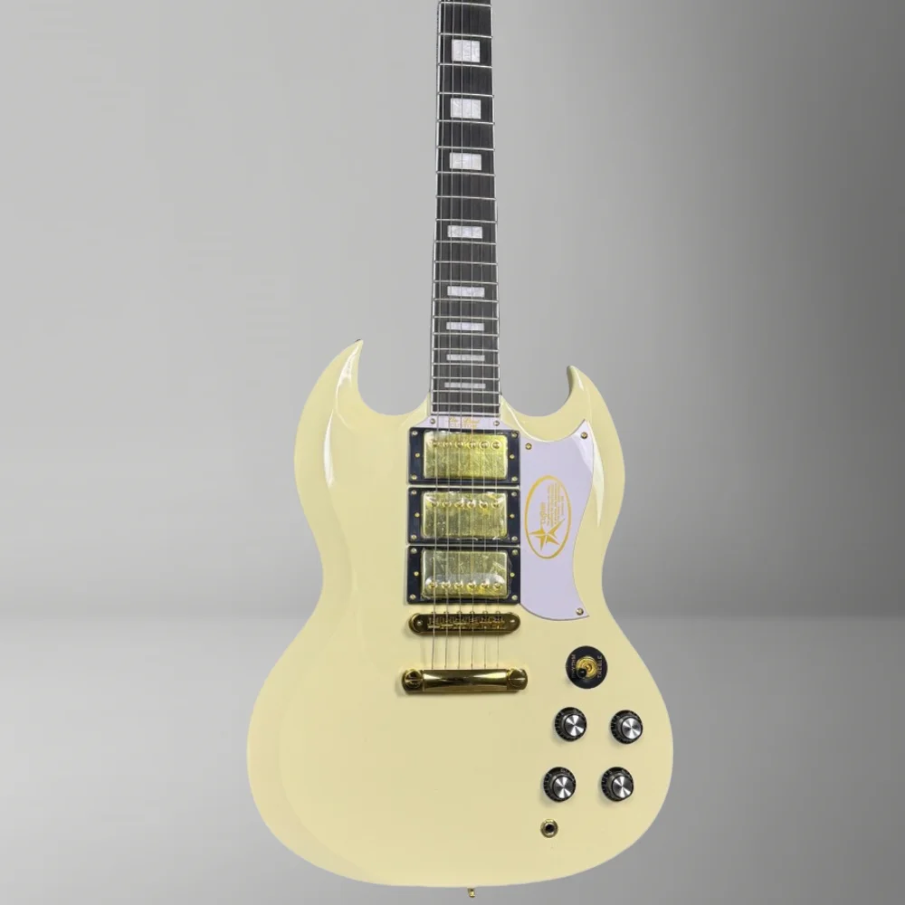 Good Workmanship and Timbre Milk Yellow SG Electric Guitar Rosewood Fingerboard Mahogany Body Free Shipping Delivery