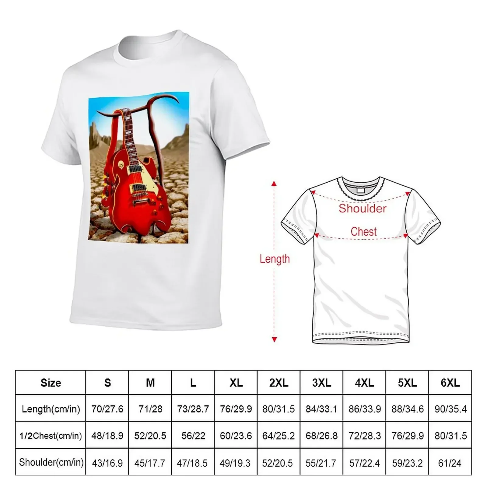 MELTED GUITAR : Vintage AbstractDesert Print T-Shirt quick drying animal prinfor boys t shirt for men