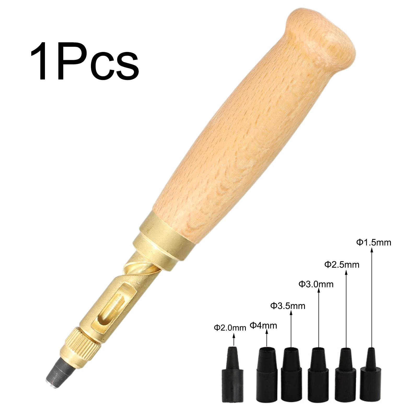 Leather Hole Puncher with 6 Tip Sizes 1 54mm to 4mm and Automatic Belt Screw for Accurate Vertical Punching in Crafts and Sewing