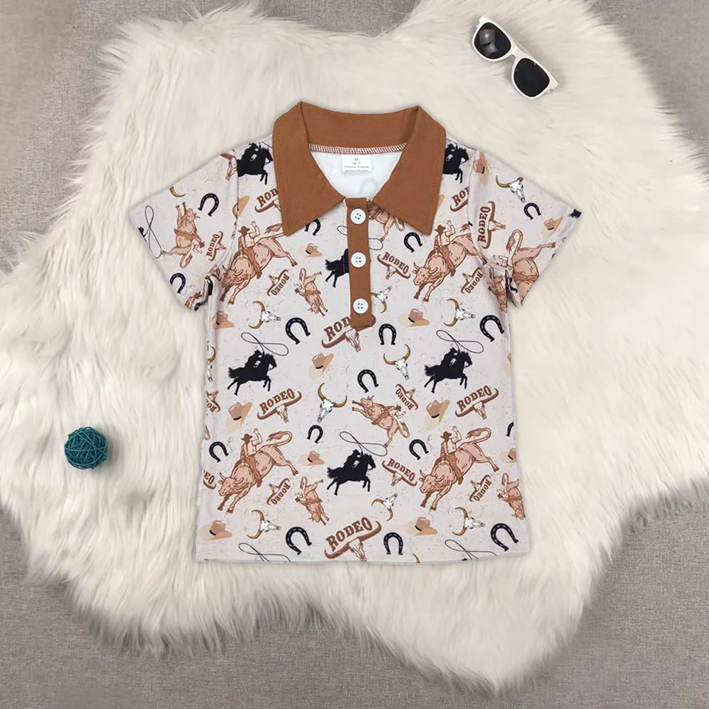 

Baby Boys Rodeo Western Short Sleeve Buttons Pullovers Shirts Regular