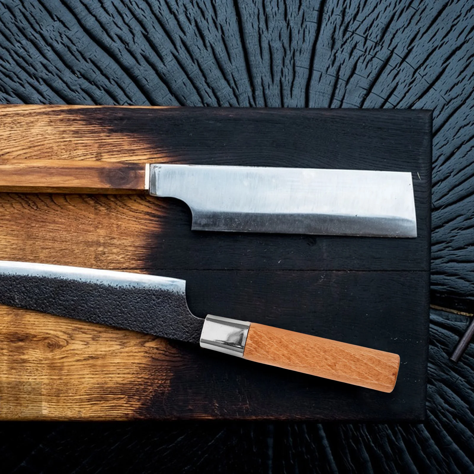 

Wooden Iron Knife Handle Replacement DIY Ergonomic Grip Kitchen Cutter Knife Handle Repair Wood Accessory Cutter Making Grip