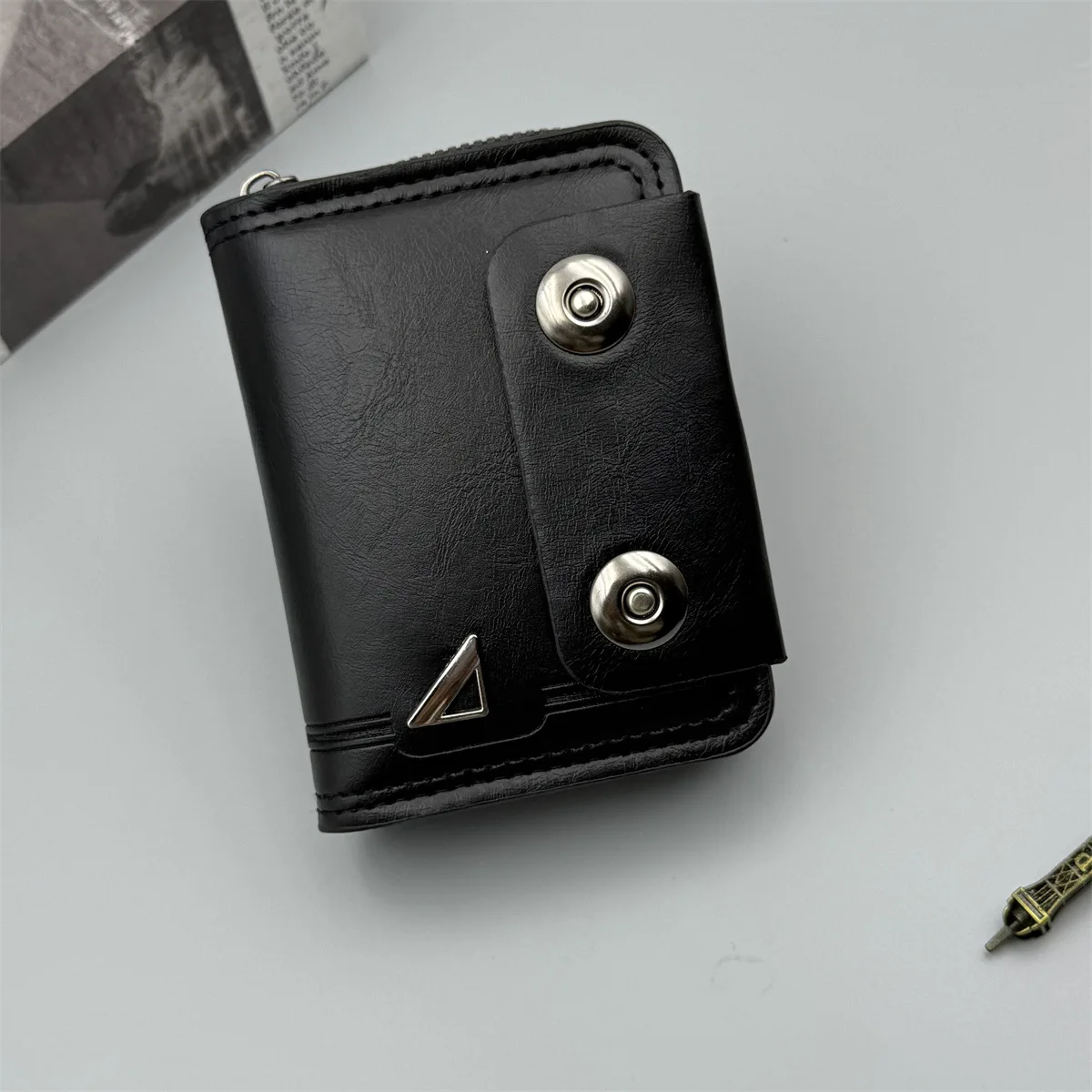 

Luxury Design Men's Short Retro Wallet Multi Slot Purse Style Zipper Multi Compartment Wallet Buckle Multifunctional Male 지갑