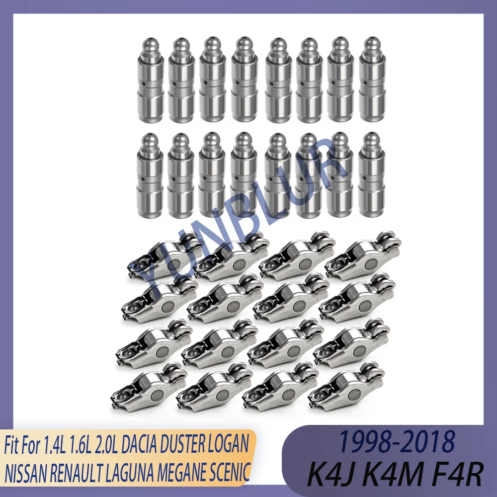 16x Valve Lifter 16x Rocker Arm Kit Fit 1.4 1.6 2.0 L K4M F4R 98-18 For DACIA DUSTER LOGAN NISSAN RENAULT LAGUNA MEGANE SCENIC