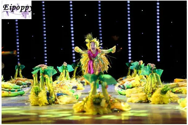 Ropa de estilo Lotus para niños, espantapájaros, disfraces de baile, ropa de rendimiento de baile, conjunto completo