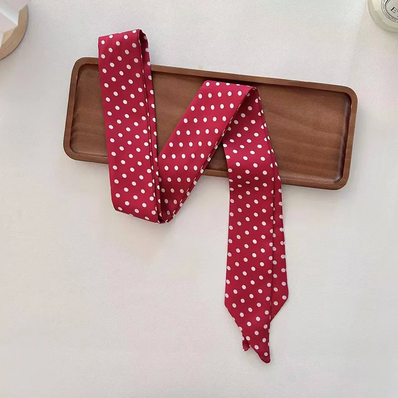 Bufanda estrecha de seda satinada para mujer, pañuelo estampado, bufandas para el cuello, bufanda fina de seda larga, banda para el pelo para el cuello, bolsa, diademas con cinta