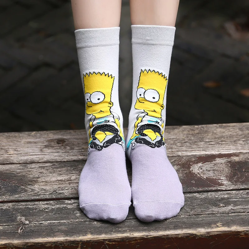 2022 new arrival Personality cartoon Simpson socks women men happy socks Harajuku hip-hop combed cotton Sokken kawaii cute socks