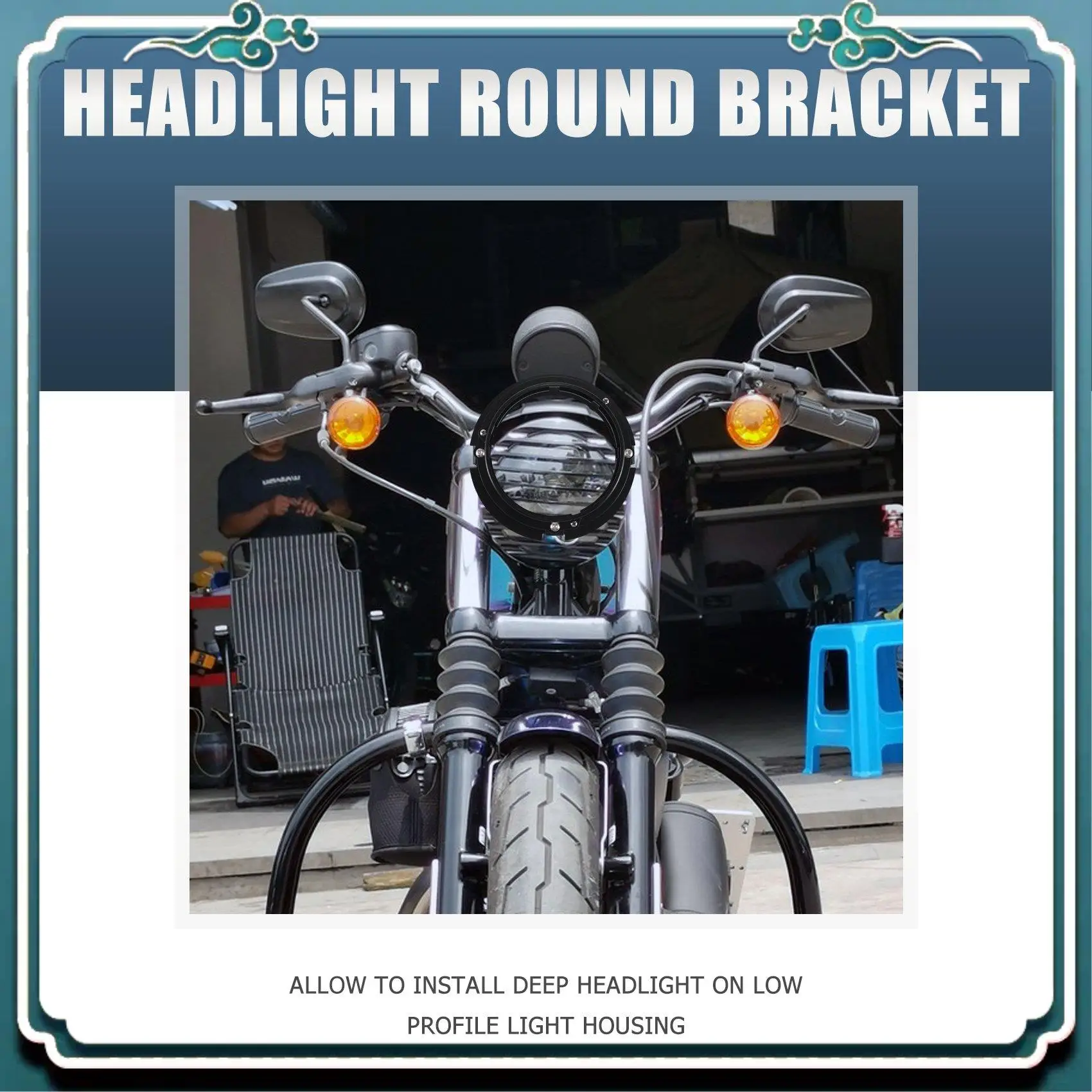 

ABTU-5,75-дюймовый черный автомобильный мотоцикл, круглый монтажный кронштейн для фар, подходит для Touring Softail Jeep, адаптер для фар