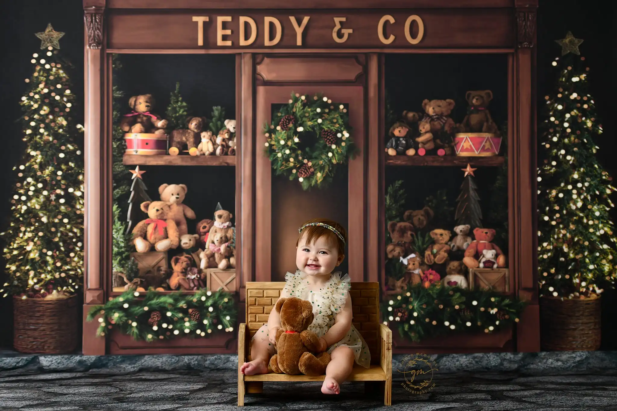 Weihnachten Spielzeug Shop Hintergründe Kinder Erwachsene Fotografie Requisiten Kind Baby Weihnachten Baum Bär Schaufenster Dekore Foto Studio Kulissen