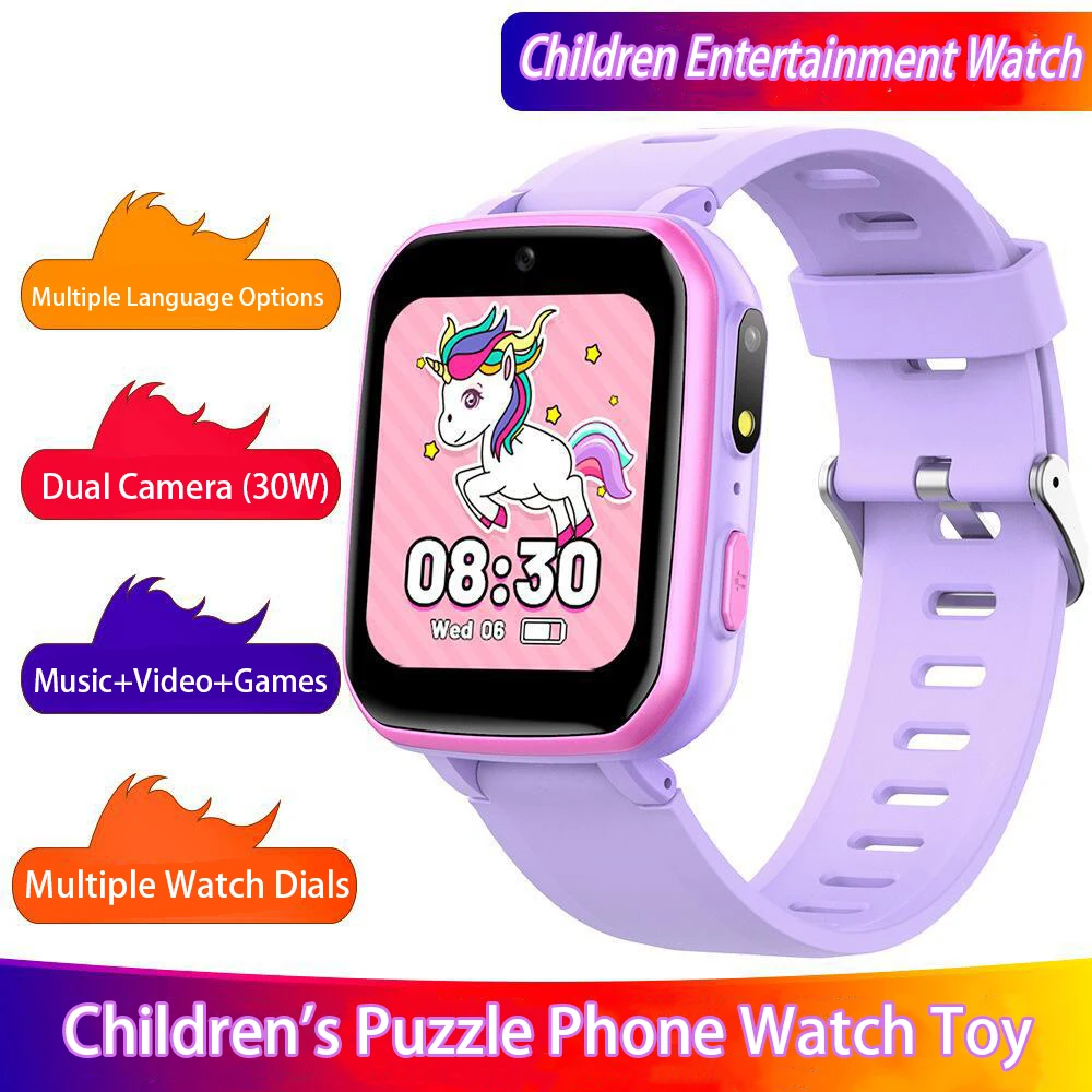 Kids Puzzle Phone Watch Toys H9 Watch Entertainment Game Step Counting Custom Dial Listening to Music Dual Cameras Kids Gifts