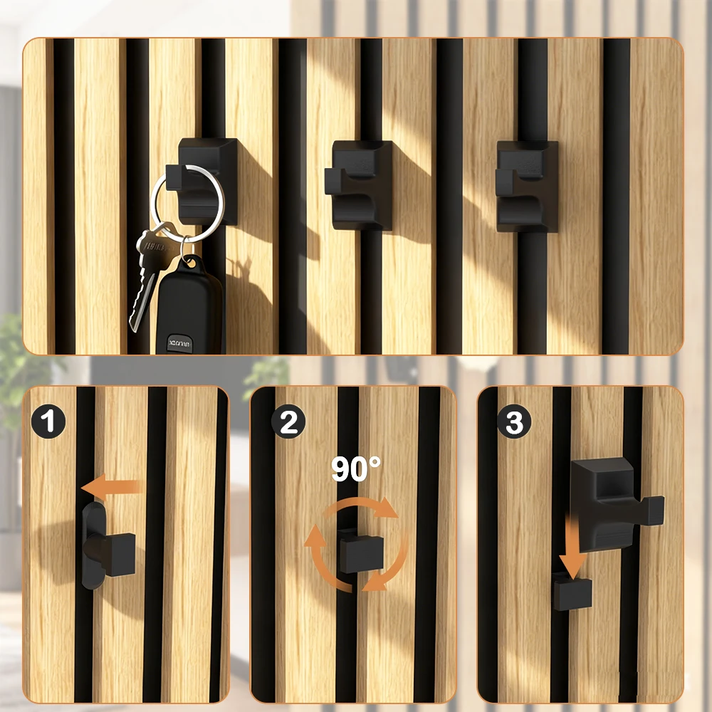 4 crochets pour panneaux acoustiques – Crochets à clipser pour panneaux en mousse insonorisée (sans adhésif/perceuse) pour placer des chapeaux, des manteaux et des écouteurs