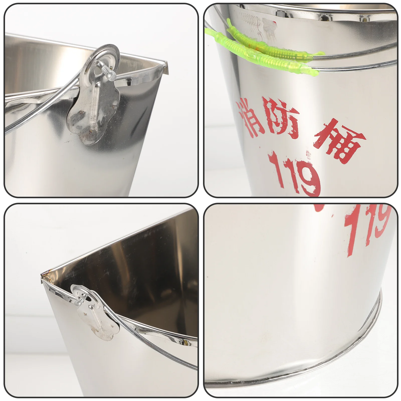 1pcs Stainless Steel Semi Circular Sand Bucket Emergency Fire Bucket For Home Fireplace Durable Heat Resistant Double Insulated