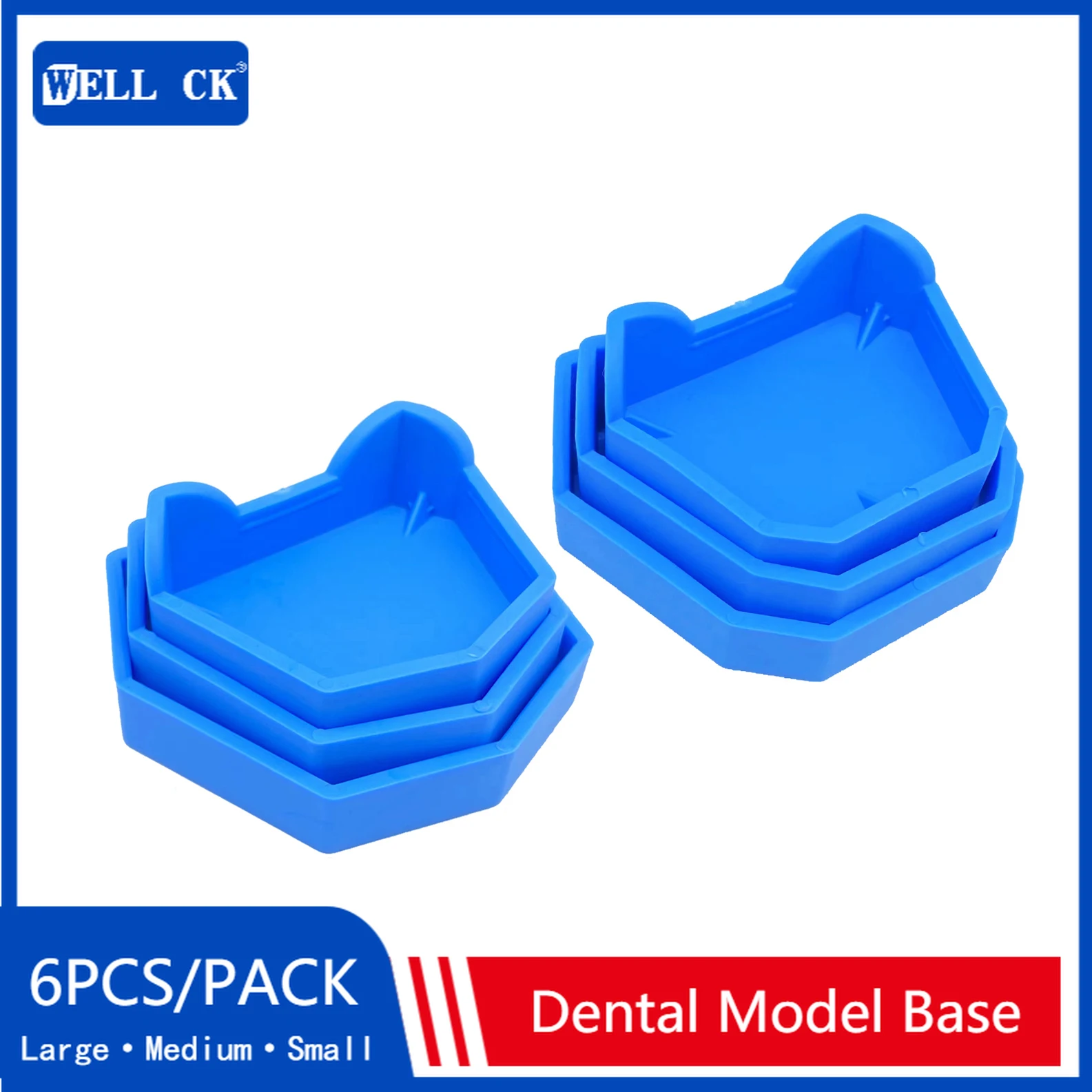 6Pcs/set 3 Sizes Dental Model Base Set Dental Mold Plaster Base Denture Tray Dental Lab Former Base Kit