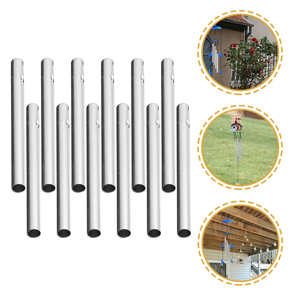 

12Pcs Wind Chime Tubes Aluminium DIY Supplies Hang Craft Metal Replacement Parts for Garden Porch Courtyard Decor