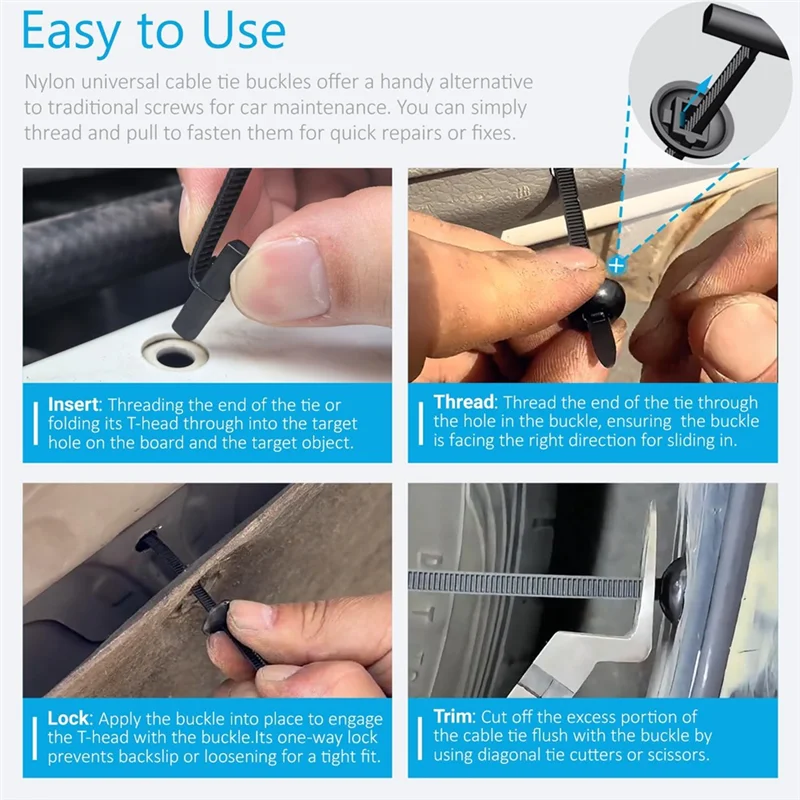 MCGS-Vite di fissaggio automatico Fibbia universale per fascette in nylon 100 pezzi per la riparazione del paraurti del bagagliaio del parafango dell'auto, garage domestico