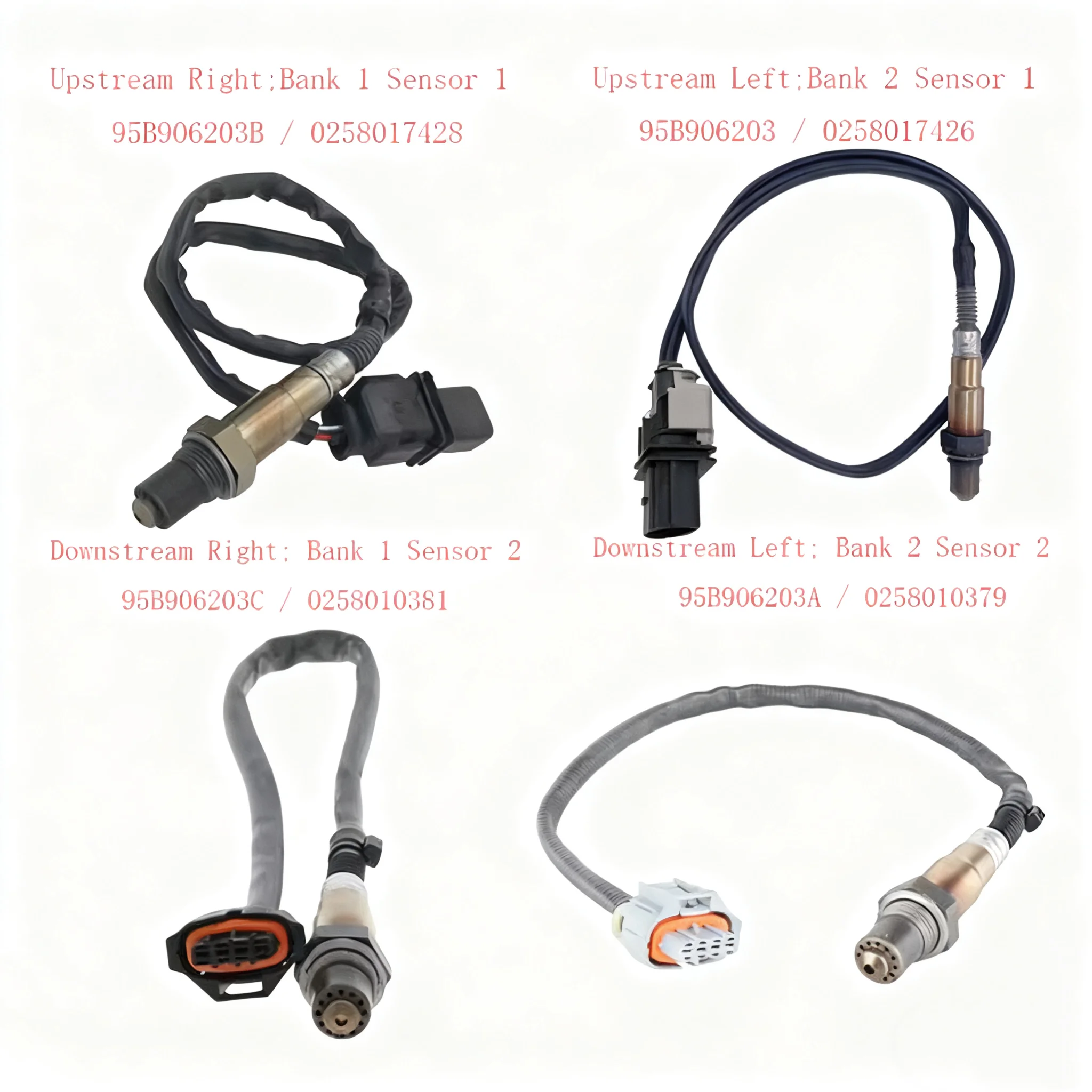 4pcs 95B906203B 95B906203C 95B906203A 95B906203 Front Rear Lambda O2 Oxygen Sensor For Porsche Macan 95B 3.0 S GTS 3.6 2014-2018
