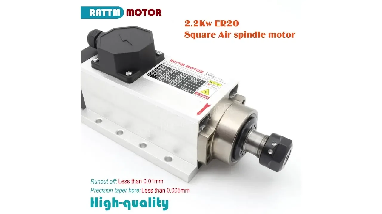 Aquare Air Cooled CNC Router Spindle Motor for Metal Milling 4KW ER25 18000rpm 4 Bearings 300Hz