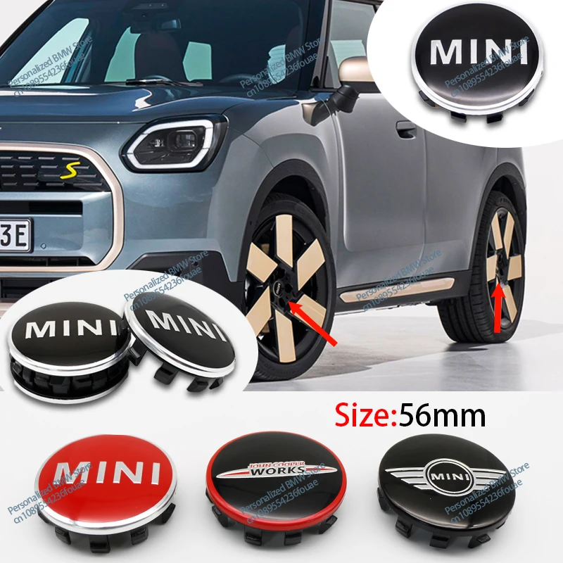 4PCS 56mm JCW John Cooper Works Logo Car Wheel Center Hub Cap For Mini Coopers Clubman R56 R52 F55 F56 R60 Rim Refit Badge Cover