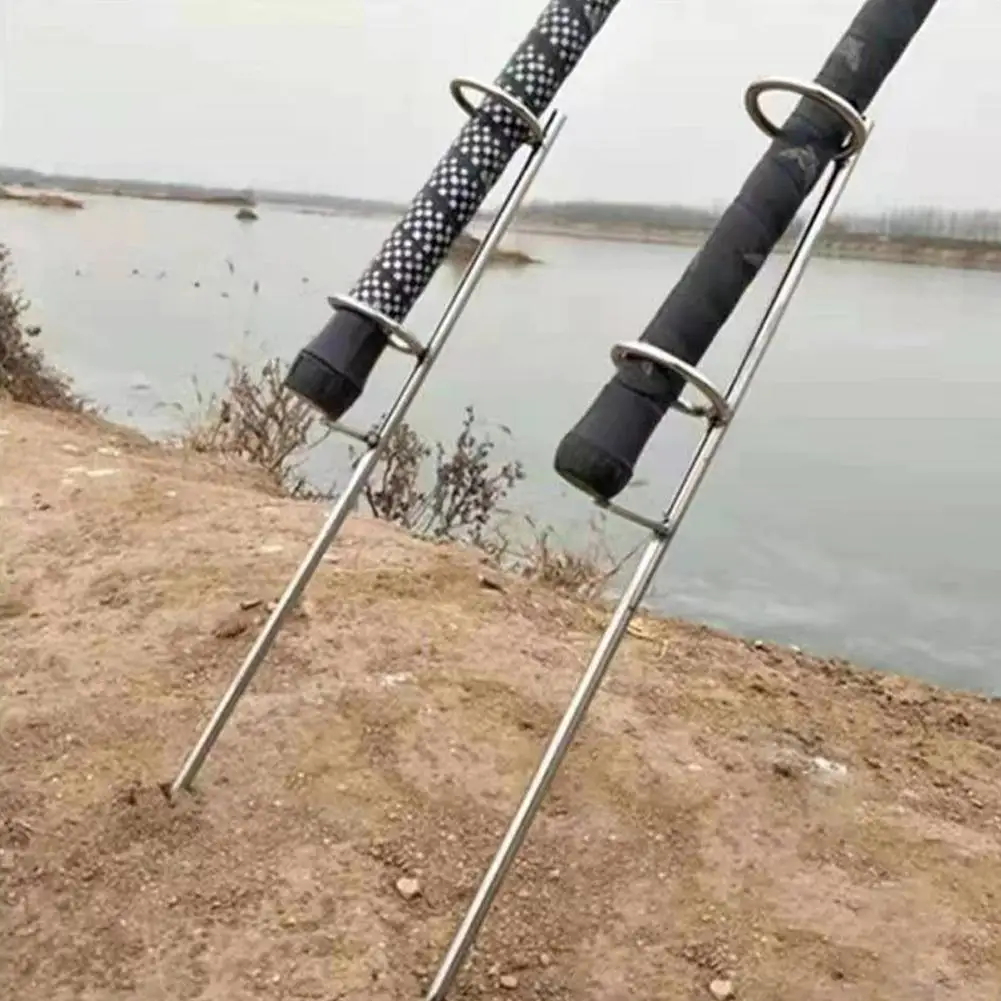 Stainless Steel Fishing Rod Stand Double Non-slip Sturdy Portable Universal Outdoor Fishing Accessories