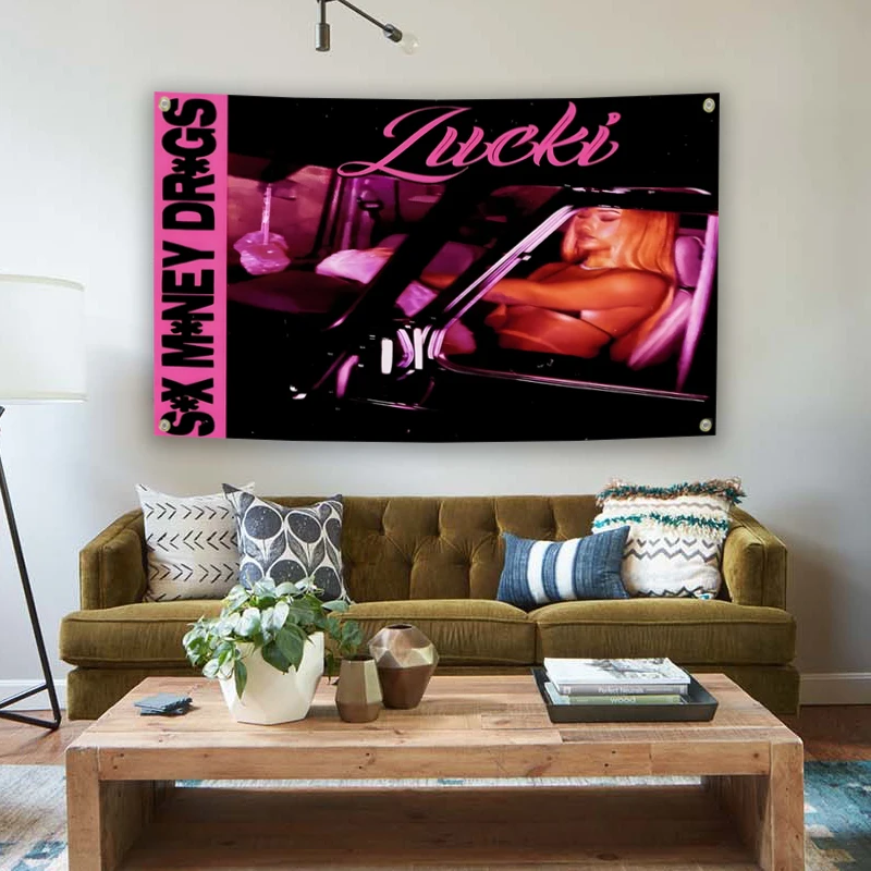 Lucki rapero Hip Hop álbum bandera 3x5 pies 2x3 pies sala de estar dormitorio Caf É Bar decoración de pared de habitación