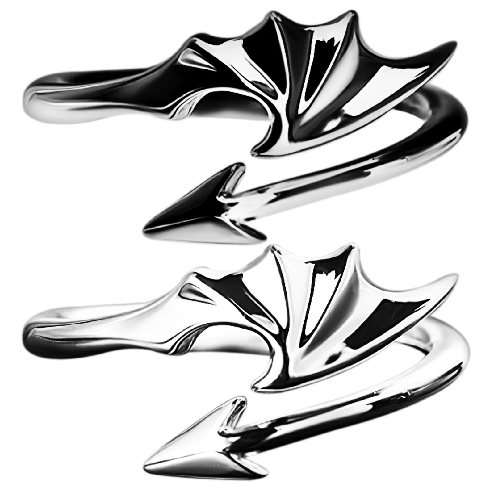 

2Pcs Alloy Rings Set with Angel and Devil Theme Adjustable Couples Matching Rings Unique Gift for Him Her Open Style Trendy