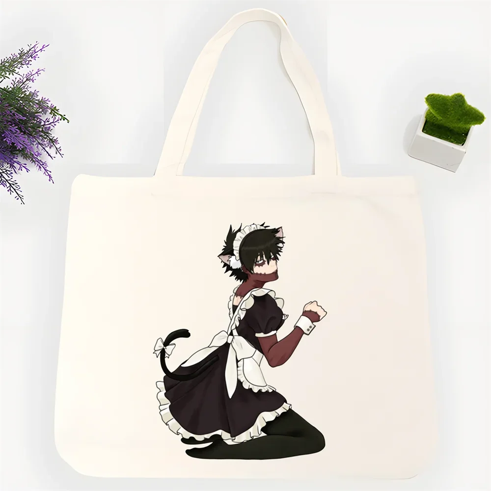 حقيبة تسوق مضحكة من دابي جرافيك حمل هاراجوكو حقيبة كتف نسائية من القماش من Ulzzang صديقة للبيئة ذات سعة كبيرة