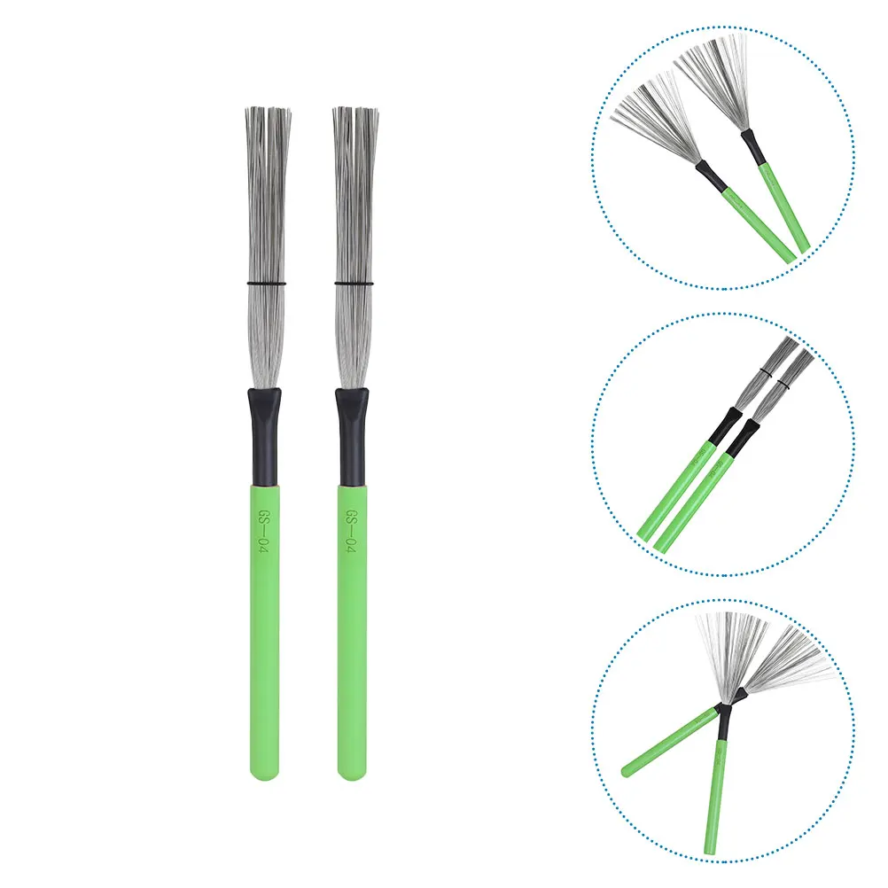 

2pcs Steel Wire Drum Brush Wooden Handle For Jazz Drums Spring Back Professional Use Durable Strong Stable