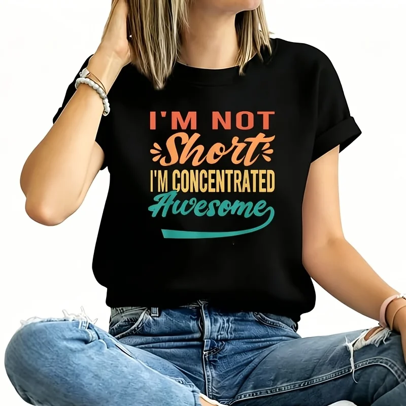 I'M Not Short, I'M Just Concentrated Awesome Women's Plus Size T-Shirt 100% Cotton 220g
