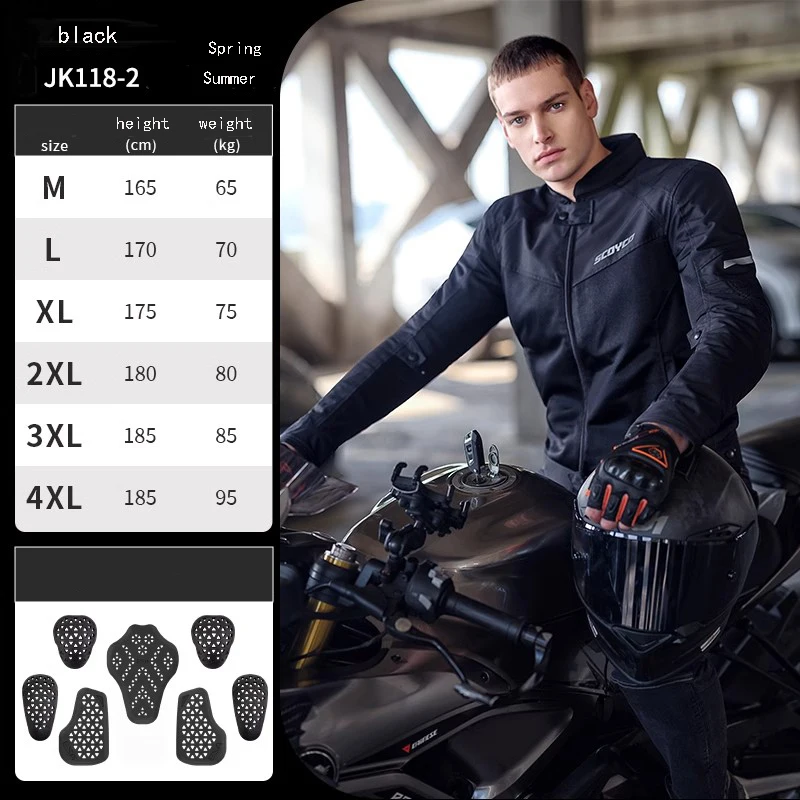 

Летняя мужская мотоциклетная куртка SCOYCO ESA CE Protector, мотоциклетная дышащая сетчатая одежда, светоотражающее пальто для мотокросса