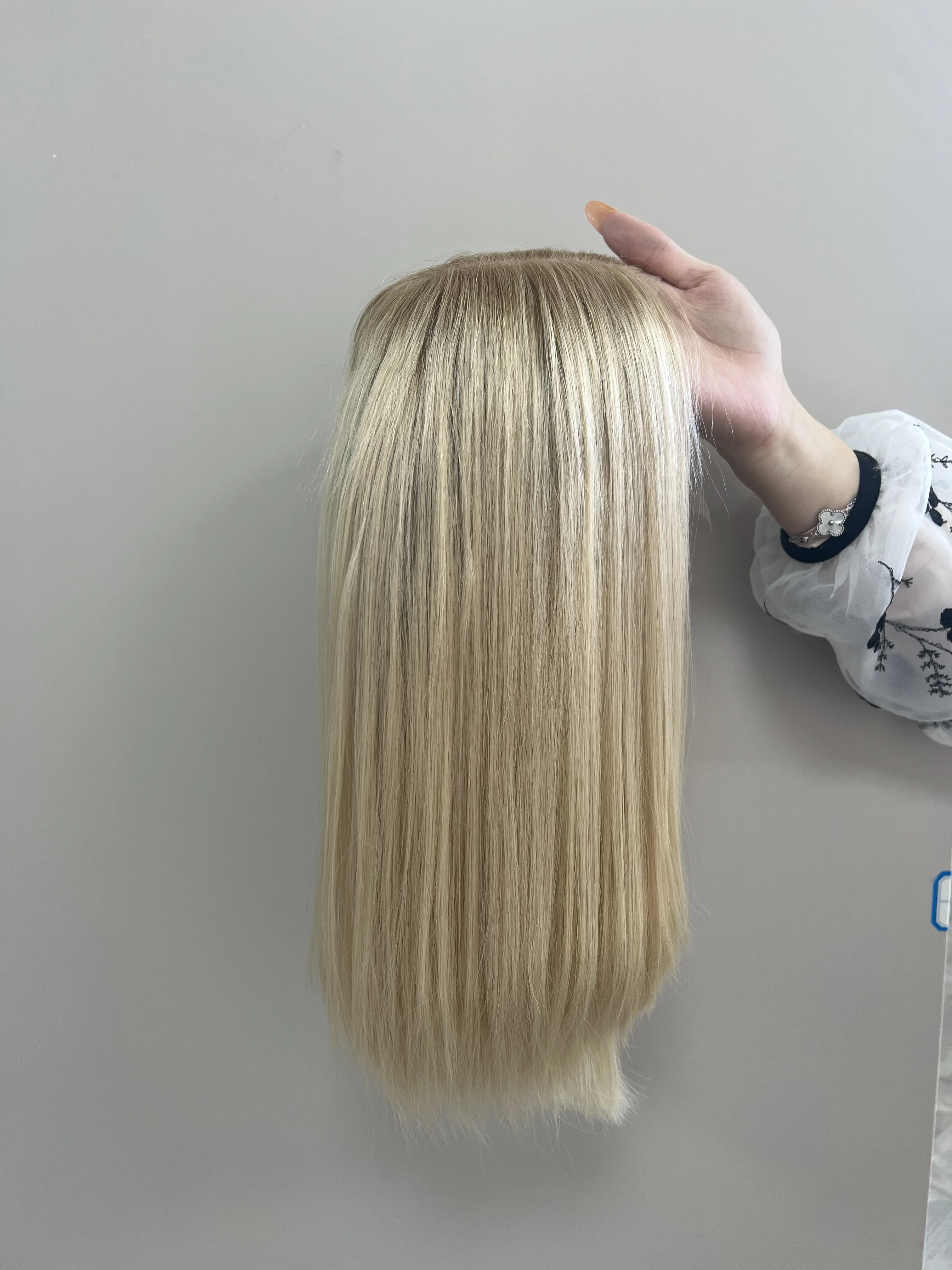 Lace top wig Kosher Wigs European hair Straight blond color TsingTaowigs Human Hair Jewish Wig Lace Top For Women Free Shipping