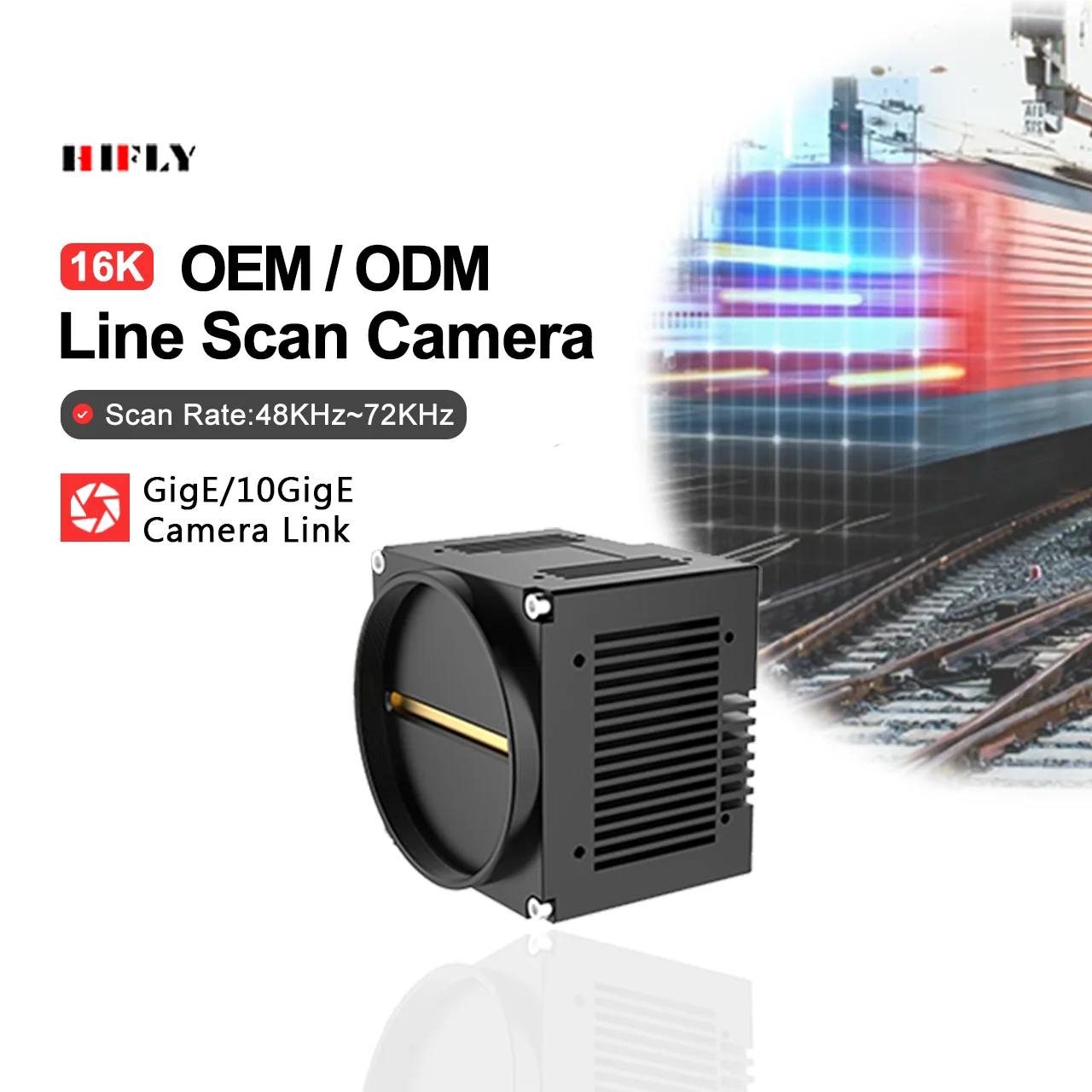 HIFLY Machine Vision Inspection High Speed 16K 72kHz Mono CMOS 10gige Line Scan Industrial Camera