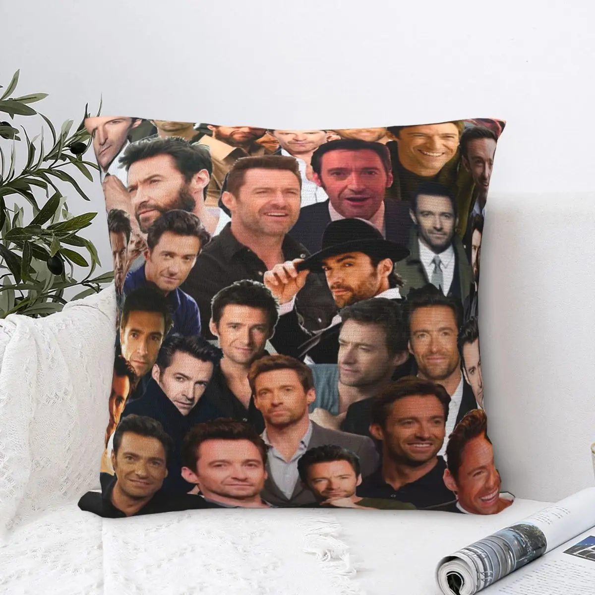 Hugh Jackman Photo Collage Printing Pillowcase Cushion Cover Pillow Covers Soft and Sweet Bed Decor Square Multiple Sizes