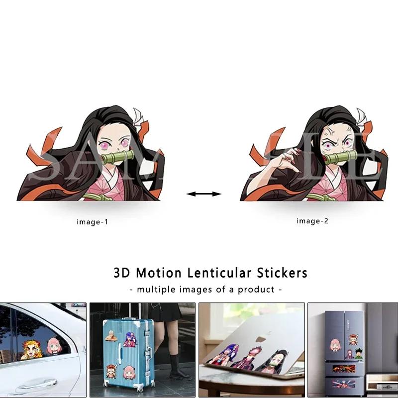 Nezuko Demon Slayer  3D Motion  Anime Waterproof Sticker for Flip Gradient Toys Magic Stickers Creative Car Sticker Decal Toy