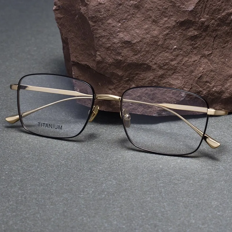 

EYELUYAN Ultra-light Luxury Business Eyewear Retro Square Pure Titanium Optical Prescription Glasses Frame Men Women