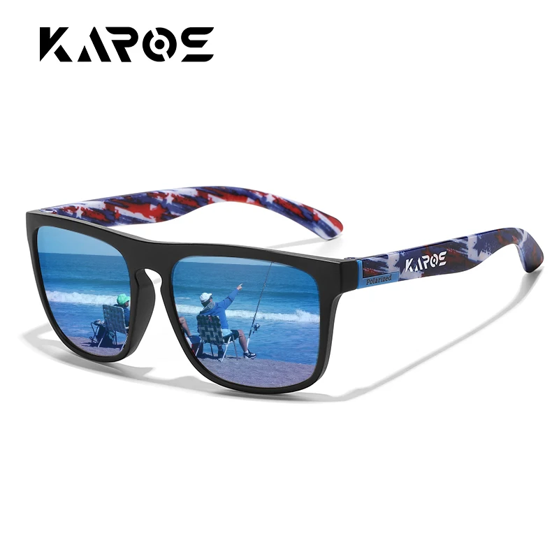 KAROS Sonnenbrille, Unisex, polarisiert, quadratischer Spiegel, Markendesign, luxuriöser UV400-Sonnenschutz zum Angeln, Fahren, Radfahren, Wandern