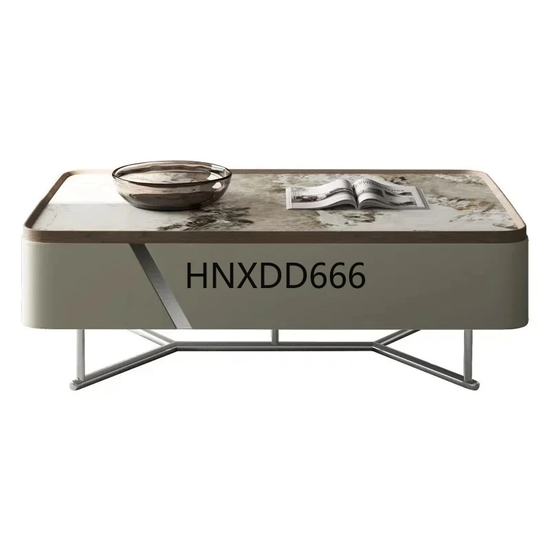 

Creative coffee table light luxury modern rock slab coffee table movable living room coffee table