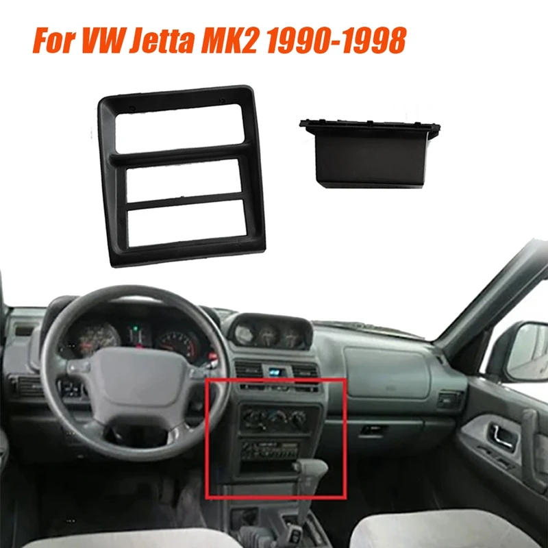 2Pcs Instrument Cover Trim Frame With Tape Box For VW Jetta MK2 1990-1998 Dashboard Radio Panel Tape Decoration Accessories