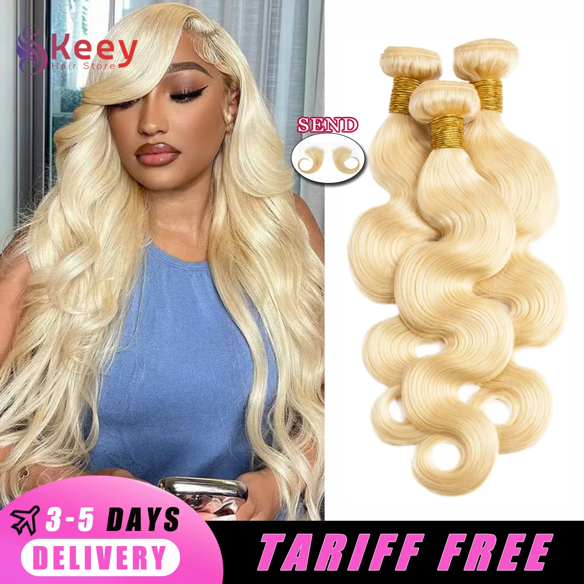 

30-дюймовые 613 пучков человеческих волос 16А Медовый блондин Цветные пучки волос Волнистые наращивания 3 4 пучка Бразильские необработанные девственные волосы