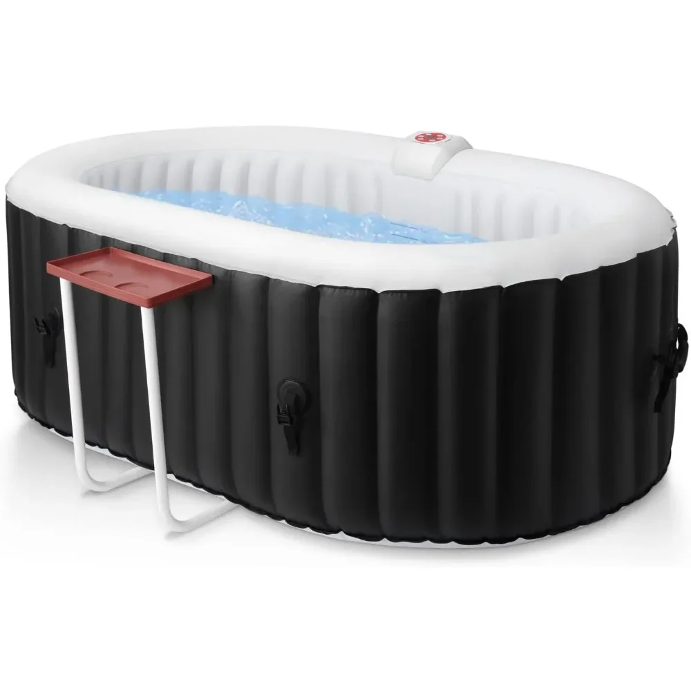 Hot Tub Inflatable Portable Oval Hot Tub Spa 2 Person Hot Tub with 90 Bubble Jets, Cover, Filter Cartridges