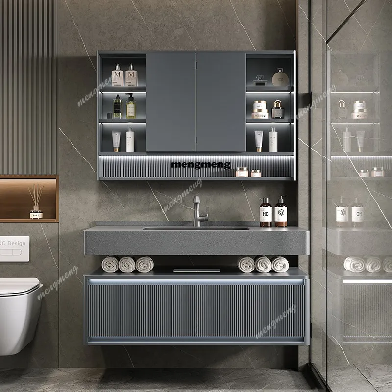 

Тумба для ванной комнаты с раковиной, настенные зеркальные шкафы, колонна для хранения над унитазом с выдвижными ящиками, органайзер для душа