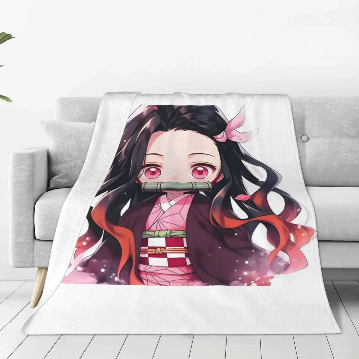 Kawaii Kamado Nezuko Blanket Super Soft Demon Slayer Comic Cartoon Throw Blanket Autumn Camping Couch Chair Fashion Bedspread