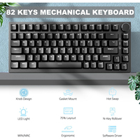 Ak820 Wired full-key hot-swappable keyboard with keyboard backlight 75-key array + metal knob