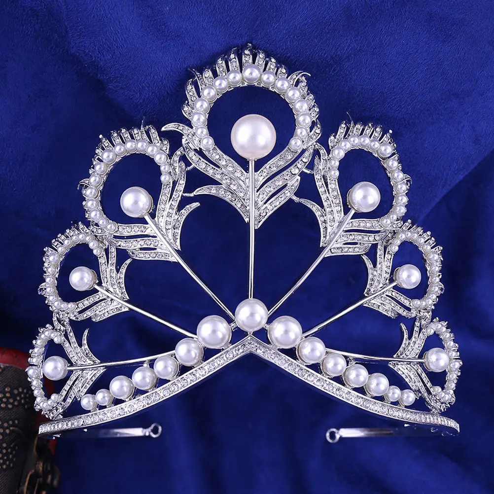 

1Pcs Pearl Big Crown Hairband for Bridal Wedding Hair Accessories Stage Performance Festival Costume Party Decor Hair Ornament