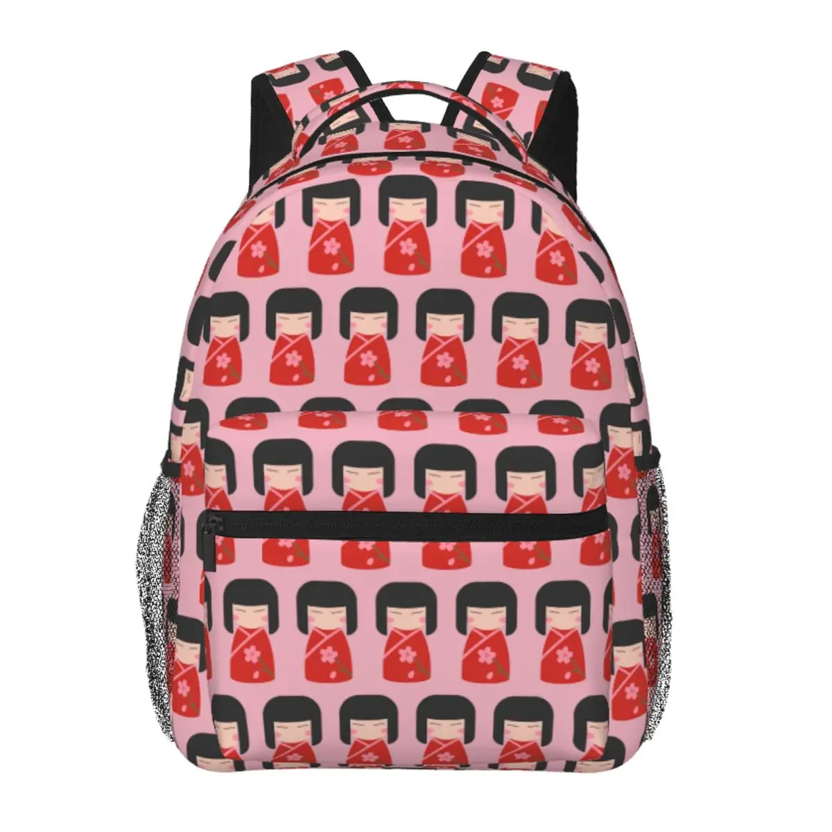 

Cute Little Japanese Kokeshi Doll Backpack Student Boys Girls BookBag Kids School Bag Computer Shoulder Bags for Men Women
